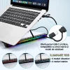 Suport laptop RGB, Pliabil, Cu 7 Trepte Ajustabile, Ergonomic, cu porturi USB integrate, Efecte luminoase Ajustabile, Husa de Transport inclusa, Negru