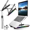 Suport laptop RGB, Pliabil, Cu 7 Trepte Ajustabile, Ergonomic, cu porturi USB integrate, Efecte luminoase Ajustabile, Husa de Transport inclusa, Negru