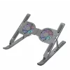 Cooler Laptop si Suport Laptop cu 7 Trepte de Ajustare cu Dubla Ventilare si Iluminare RGB, Ergonomic, Portabil, Pliabil, Compatabilitate Universala din Aluminiu si Silicon Antiderapant, Husa, Gri