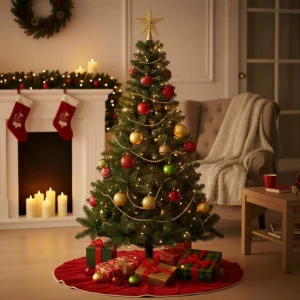 Brad Artificial 220 cm cu 14 niveluri – diametru 138 cm, 89 ramuri robuste – Model Premium Natural