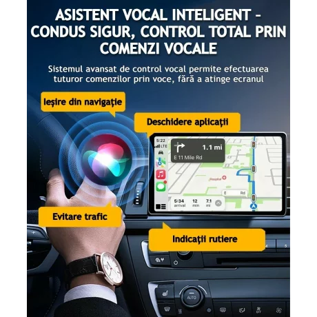 Adaptor Wireless CarPlay/Android Auto, Reconectare Automata Rapida Bluetooth Wi-Fi Pt iPhone/Android