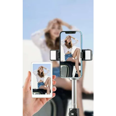 Monitor Selfie si Vlog cu Oglindire Wireless a Ecranului, Fixare Magnetica, Control tactil, Telecomanda Inclusa, Ecran 4.02, 4K/1080p 60fps, Difuzor Integrat, Luminozitate Ajustabila pt Sreaming Live, YouTube, TikTok, Compatibilitate iOS si Android, Alb