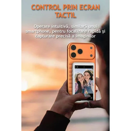 Monitor Selfie si Vlog cu Oglindire Wireless a Ecranului, Fixare Magnetica, Control tactil, Telecomanda Inclusa, Ecran 4.02, 4K/1080p 60fps, Difuzor Integrat, Luminozitate Ajustabila pt Sreaming Live, YouTube, TikTok, Compatibilitate iOS si Android, Alb