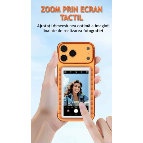 Monitor Selfie si Vlog cu Oglindire Wireless a Ecranului, Fixare Magnetica, Control tactil, Telecomanda Inclusa, Ecran 4.02, 4K/1080p 60fps, Difuzor Integrat, Luminozitate Ajustabila pt Sreaming Live, YouTube, TikTok, Compatibilitate iOS si Android, Alb